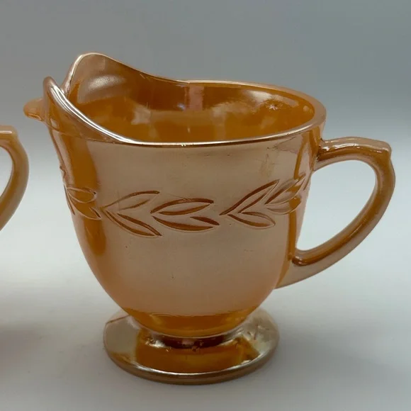 🍑 Vintage Fire King Peach Luster Cream & Sugar Set 🍑 - Picture 3 of 12